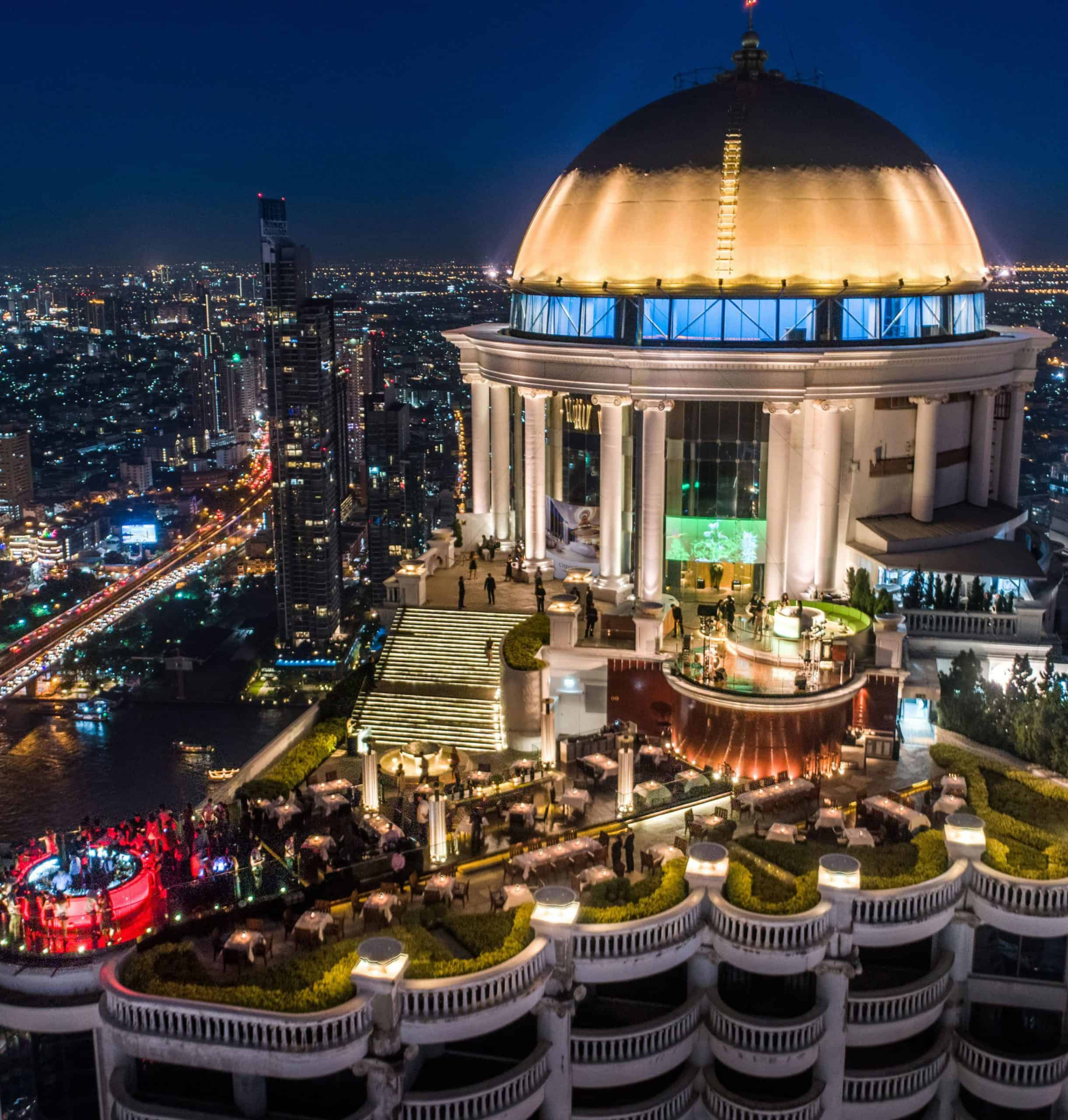 lebua rooftop overlooking Bangkok at night